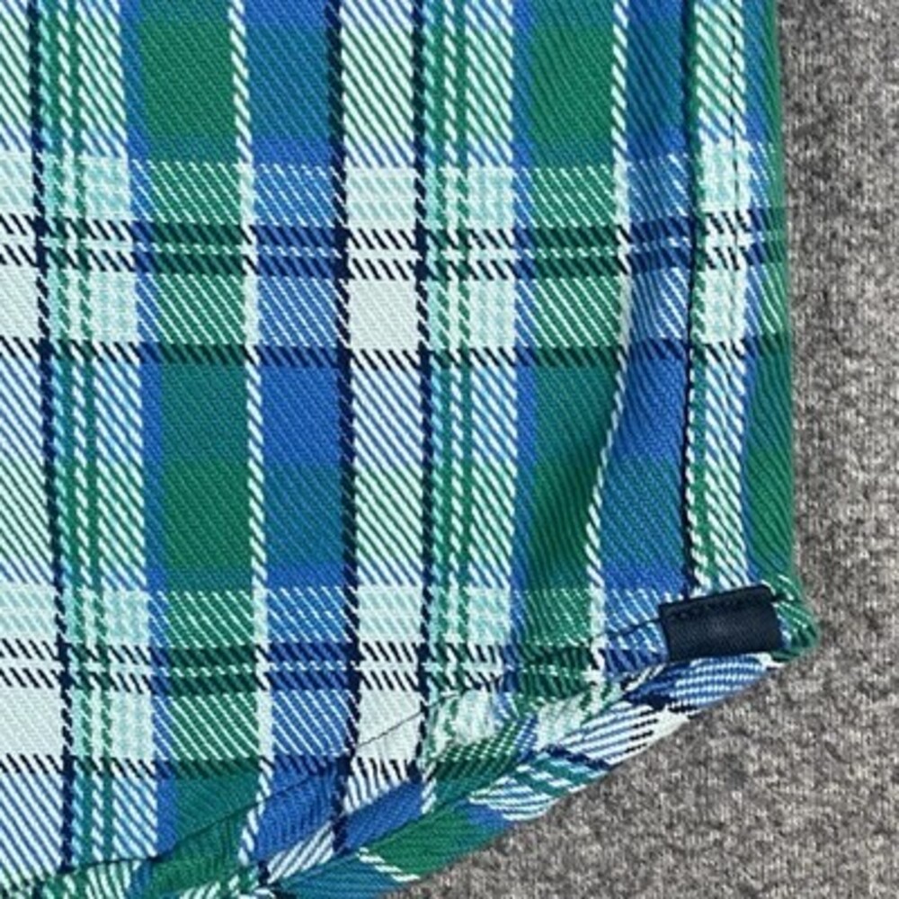 Outerknown Mens M Flannel Plaid Blanket Shirt Blue Green Heavy Shacket Button Up - Picture 12 of 14